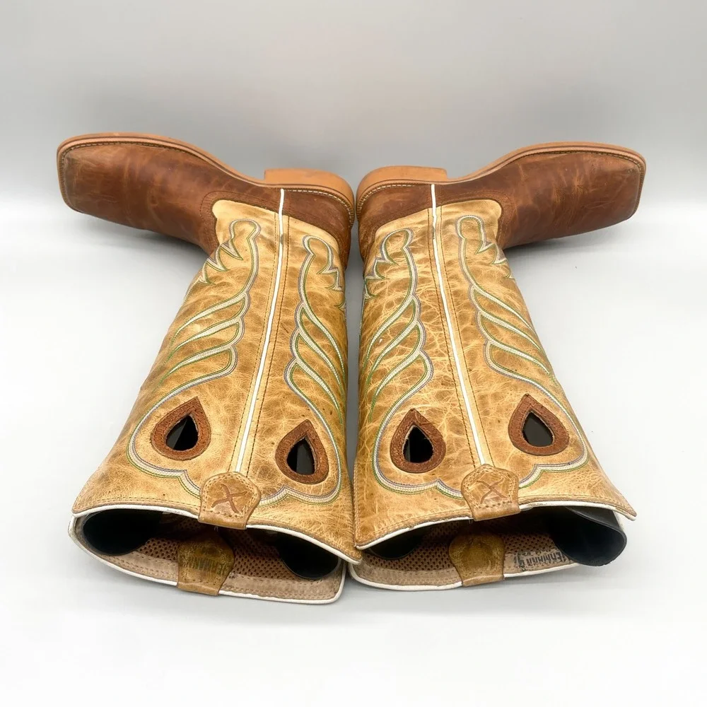 Twisted X Kids Buckaroo Western Boots Brown Tan Leather YBK0007 Size 3.5M